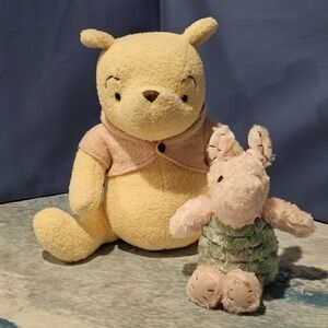 Winnie the Pooh Posable Jointed Plush & Disney Baby Piglet Stuffed Animal Lot